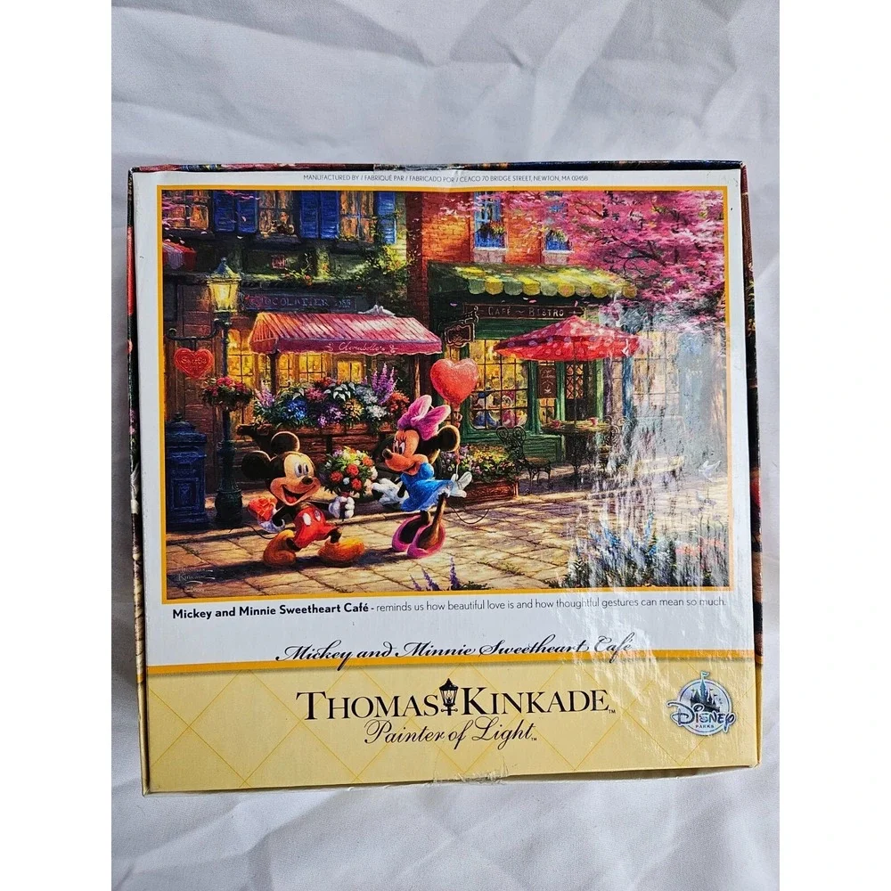 New Disney Thomas Kinkade 1000 Piece puzzle Mickey &‎ Minnie Sweetheart Cafe
